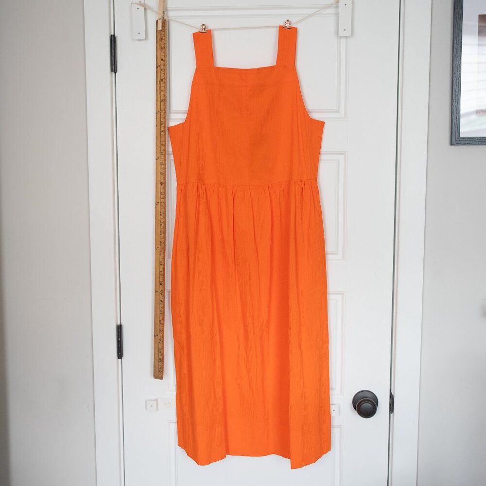 Everlane the Seersucker Midi Dress Orange S